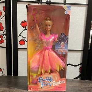 Barbie Bubble Fairy Doll Vintage 1998 with Pink and Yellow Dress